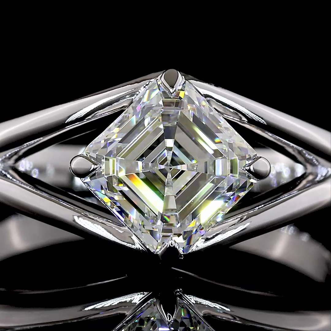 1.28 CT Asscher Lab Grown Diamond Solitaire Ring Sz. 6 (F Color and VS1 Clarity)