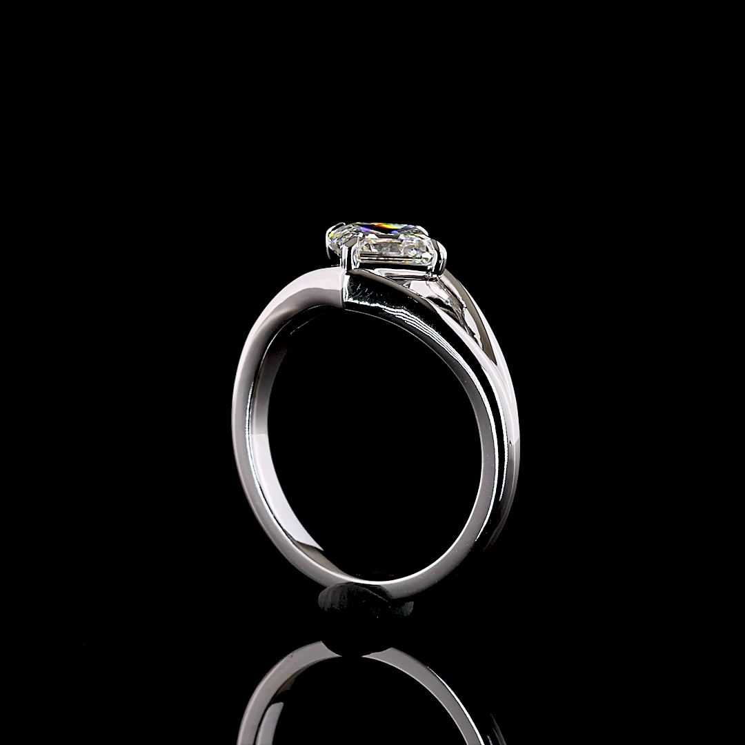 1.28 CT Asscher Lab Grown Diamond Solitaire Ring Sz. 6 (F Color and VS1 Clarity)