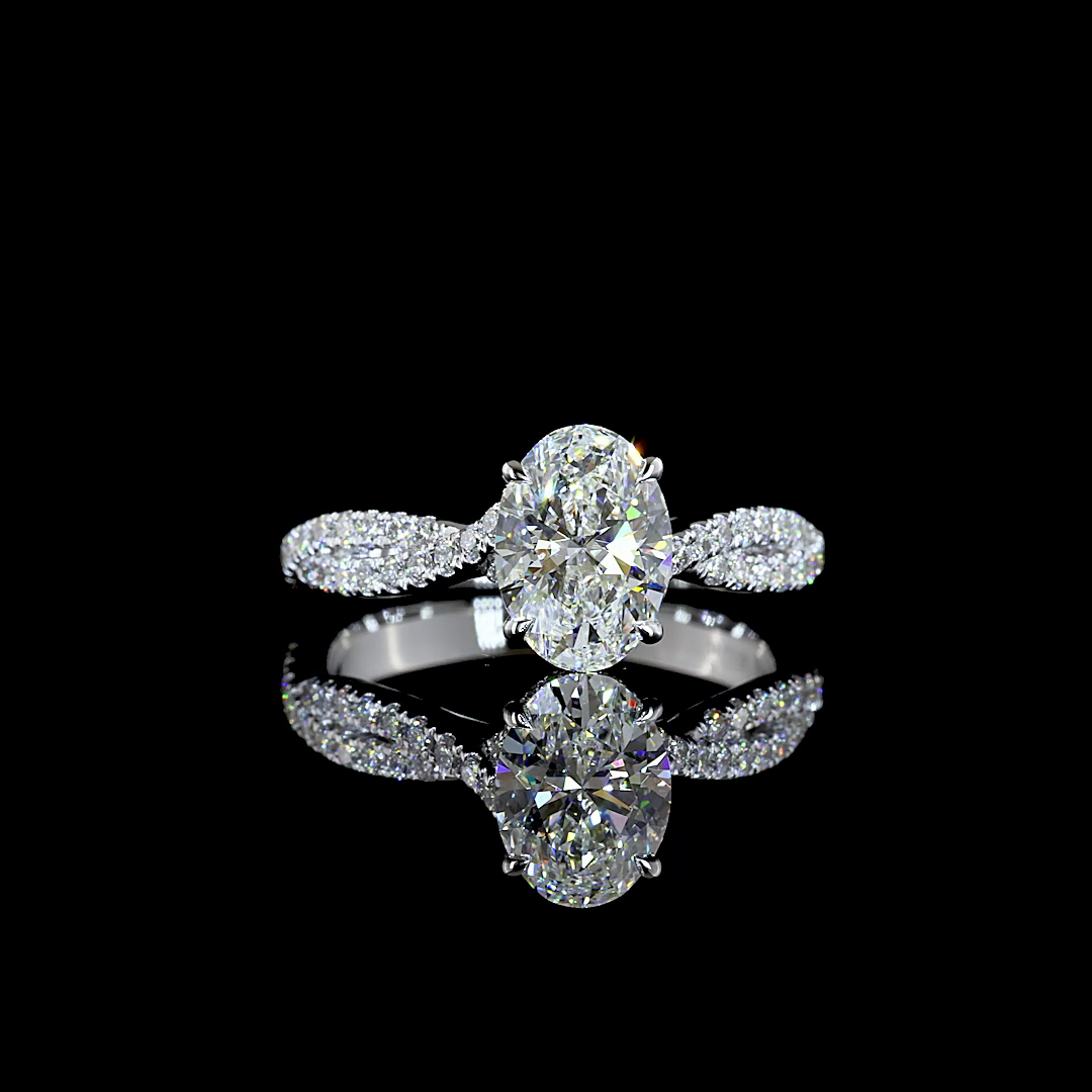 1.62 CTTW Oval Lab Grown Diamond Hidden Halo Ring Sz. 6 (F Color and VS1 Clarity)