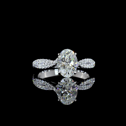 1.62 CTTW Oval Lab Grown Diamond Hidden Halo Ring Sz. 6 (F Color and VS1 Clarity)