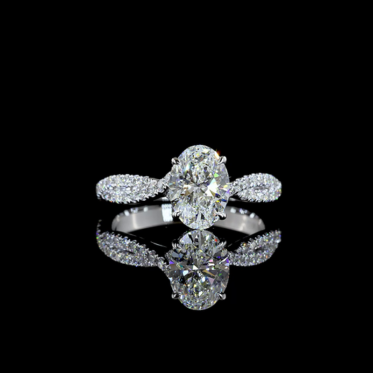 1.62 CTTW Oval Lab Grown Diamond Hidden Halo Ring Sz. 6 (F Color and VS1 Clarity)