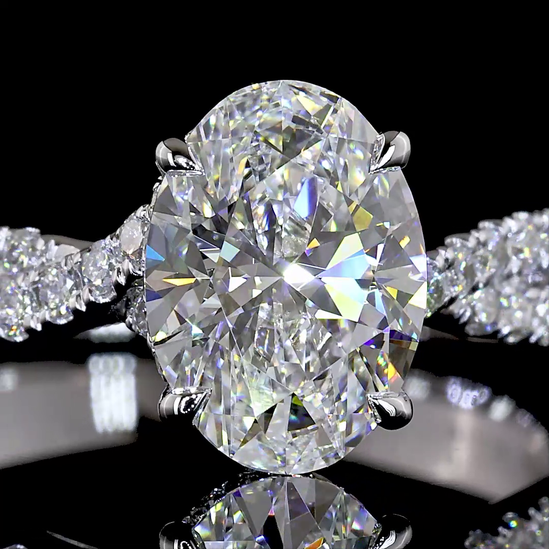 1.62 CTTW Oval Lab Grown Diamond Hidden Halo Ring Sz. 6 (F Color and VS1 Clarity)