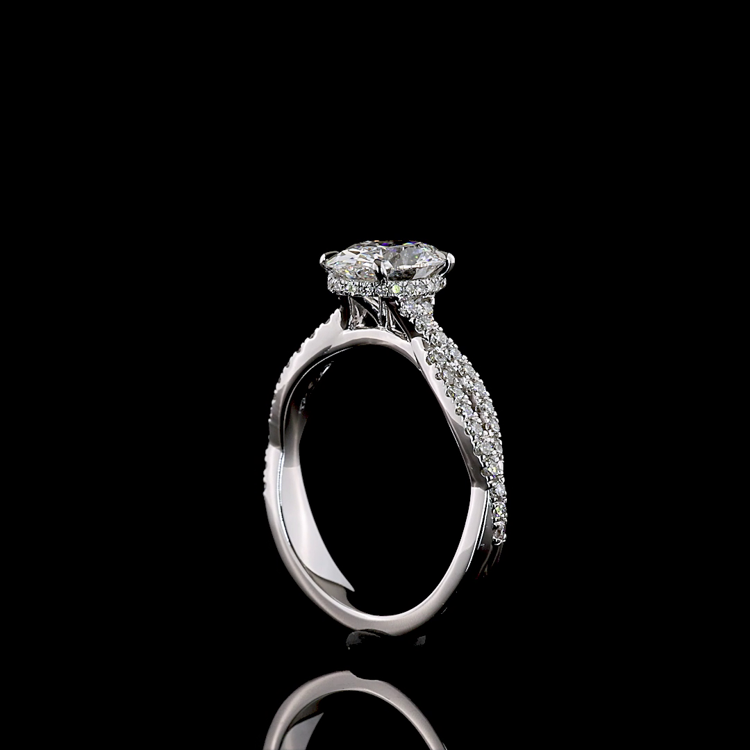 1.62 CTTW Oval Lab Grown Diamond Hidden Halo Ring Sz. 6 (F Color and VS1 Clarity)