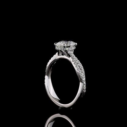 1.62 CTTW Oval Lab Grown Diamond Hidden Halo Ring Sz. 6 (F Color and VS1 Clarity)