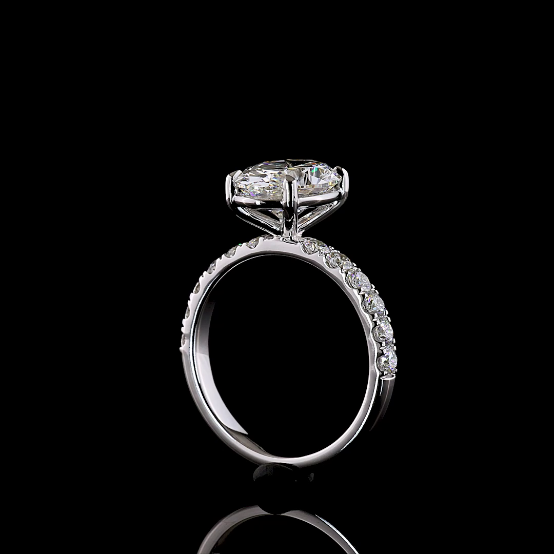 3.69 CTTW Oval Lab Grown Diamond Solitaire Diamond Shank Ring Sz. 7 (F Color and VS1 Clarity)