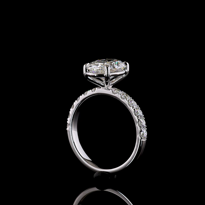 3.69 CTTW Oval Lab Grown Diamond Solitaire Diamond Shank Ring Sz. 7 (F Color and VS1 Clarity)