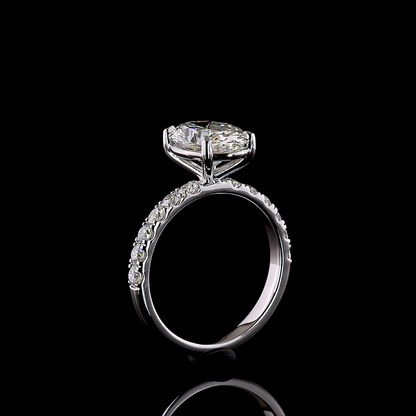 3.69 CTTW Oval Lab Grown Diamond Solitaire Diamond Shank Ring Sz. 7 (F Color and VS1 Clarity)