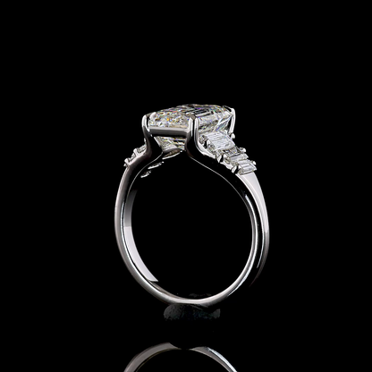 4.04 CTTW Emerald Lab Grown Diamond 7 Stones Ring Sz. 6 (F Color and VS1 Clarity)
