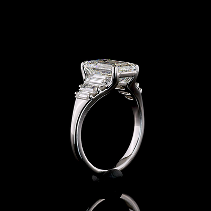 4.04 CTTW Emerald Lab Grown Diamond 7 Stones Ring Sz. 6 (F Color and VS1 Clarity)