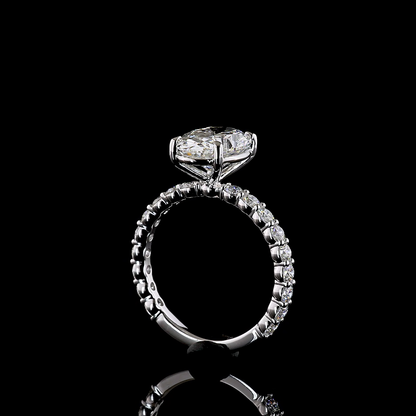 4.01 CTTW Oval Lab Diamond Solitaire Diamond Shank Ring (F Color and VS1 Clarity)