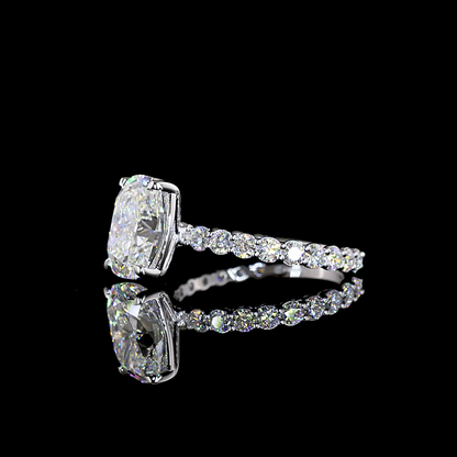 4.05 CTTW Cushion Brilliant Lab Grown Diamond Solitaire Diamond Shank Ring Sz. 7 (F Color and VS1 Clarity)