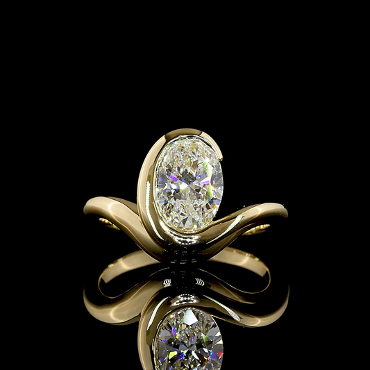 1.50 CT Oval Lab Grown Diamond Solitaire Ring Sz. 6 (F Color and VS1 Clarity)