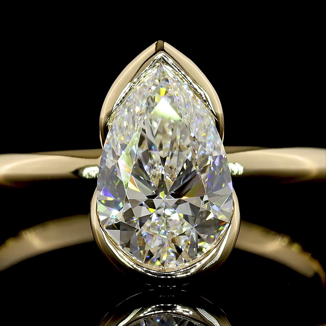 1.51 CT Pear Lab Diamond Solitaire Ring (F Color and VS1 Clarity)