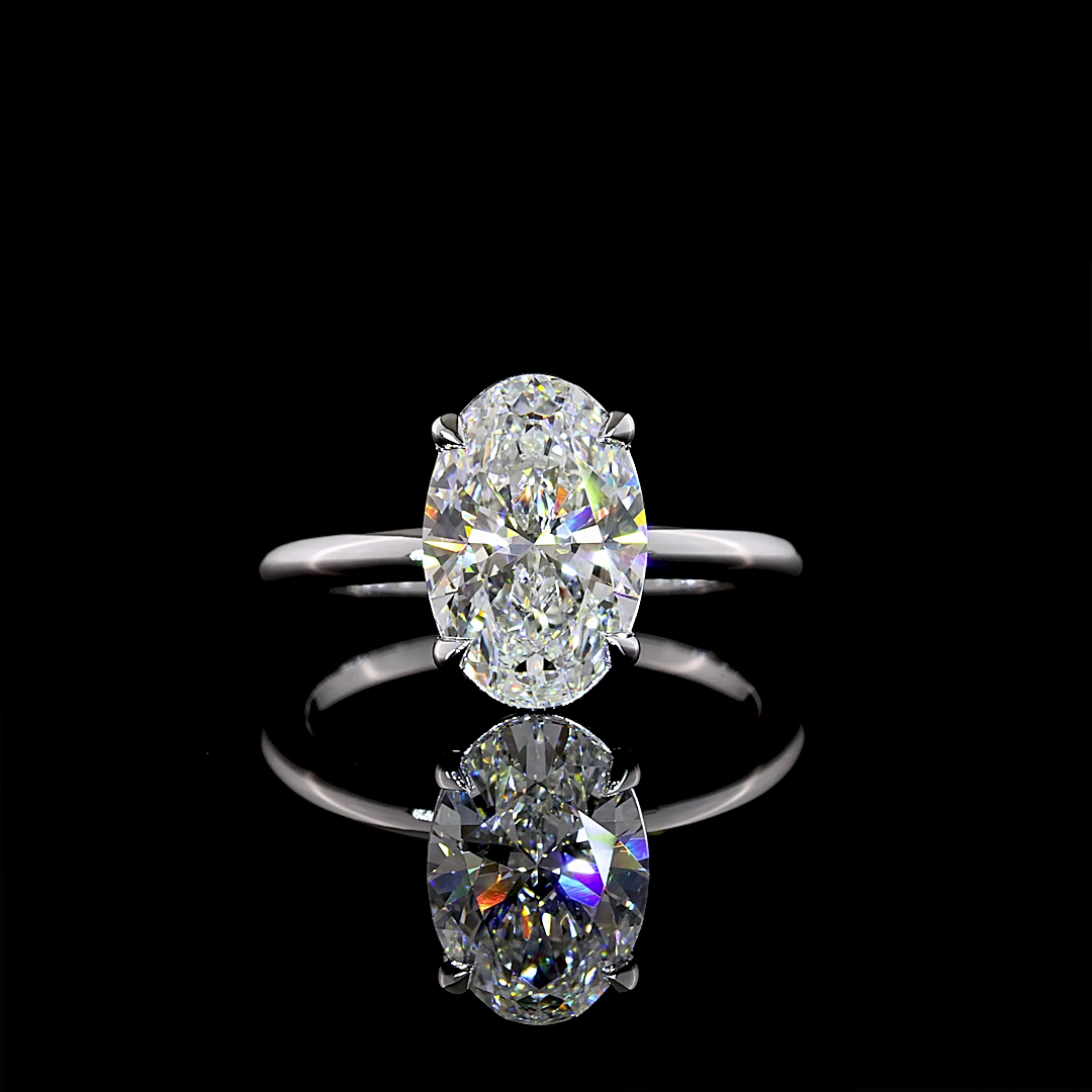 3.03 CT Oval Lab Grown Diamond Solitaire Ring Sz. 7 (F Color and VS1 Clarity)
