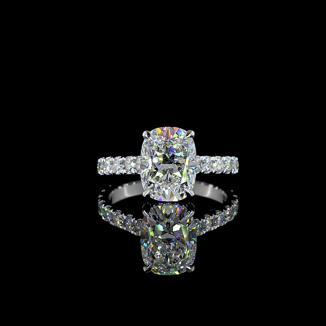 4.11 CTTW Cushion Brilliant Lab Grown Diamond Hidden Halo Ring Sz. 7 (E Color and VS1 Clarity)