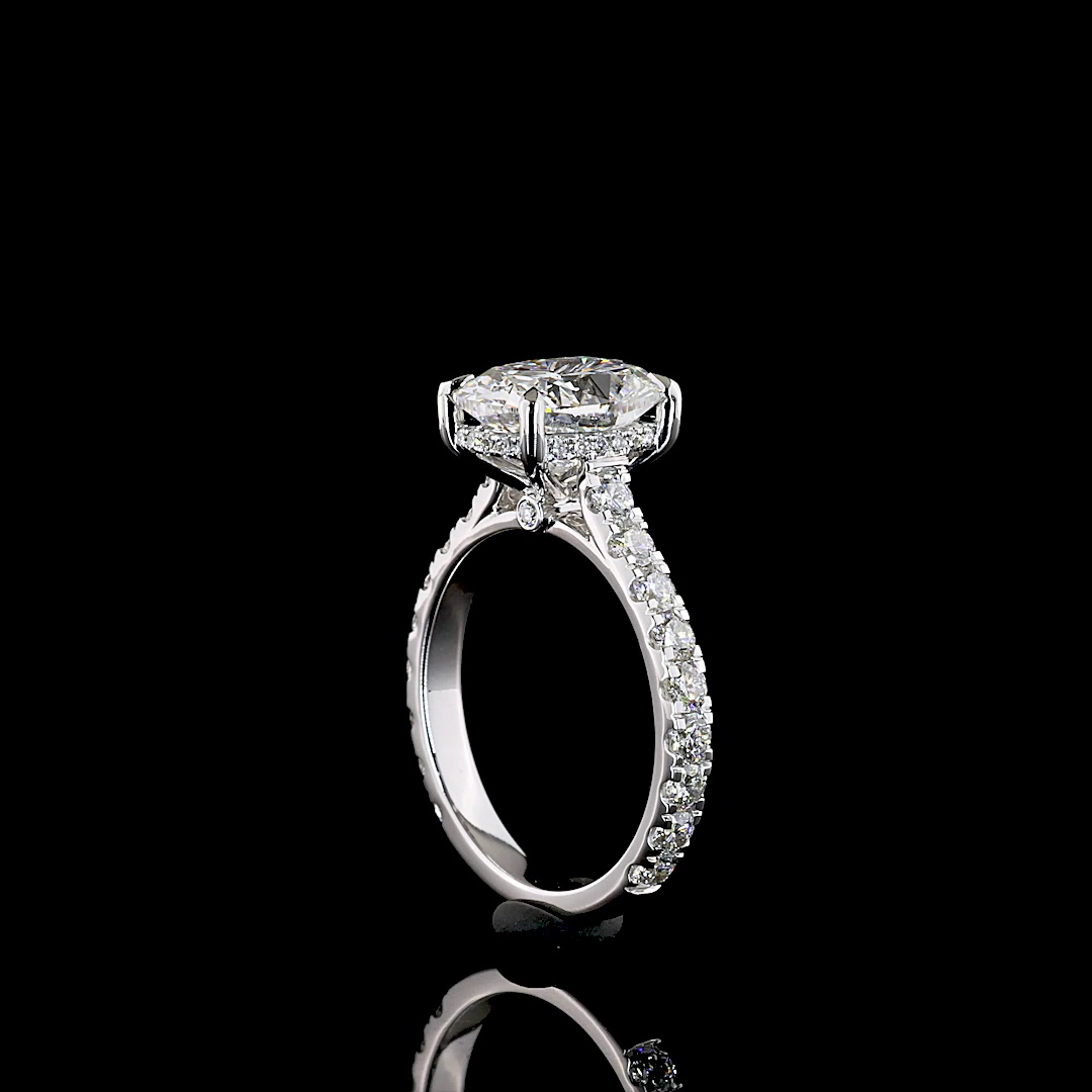 4.11 CTTW Cushion Brilliant Lab Grown Diamond Hidden Halo Ring Sz. 7 (E Color and VS1 Clarity)