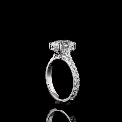 4.11 CTTW Cushion Brilliant Lab Grown Diamond Hidden Halo Ring Sz. 7 (E Color and VS1 Clarity)