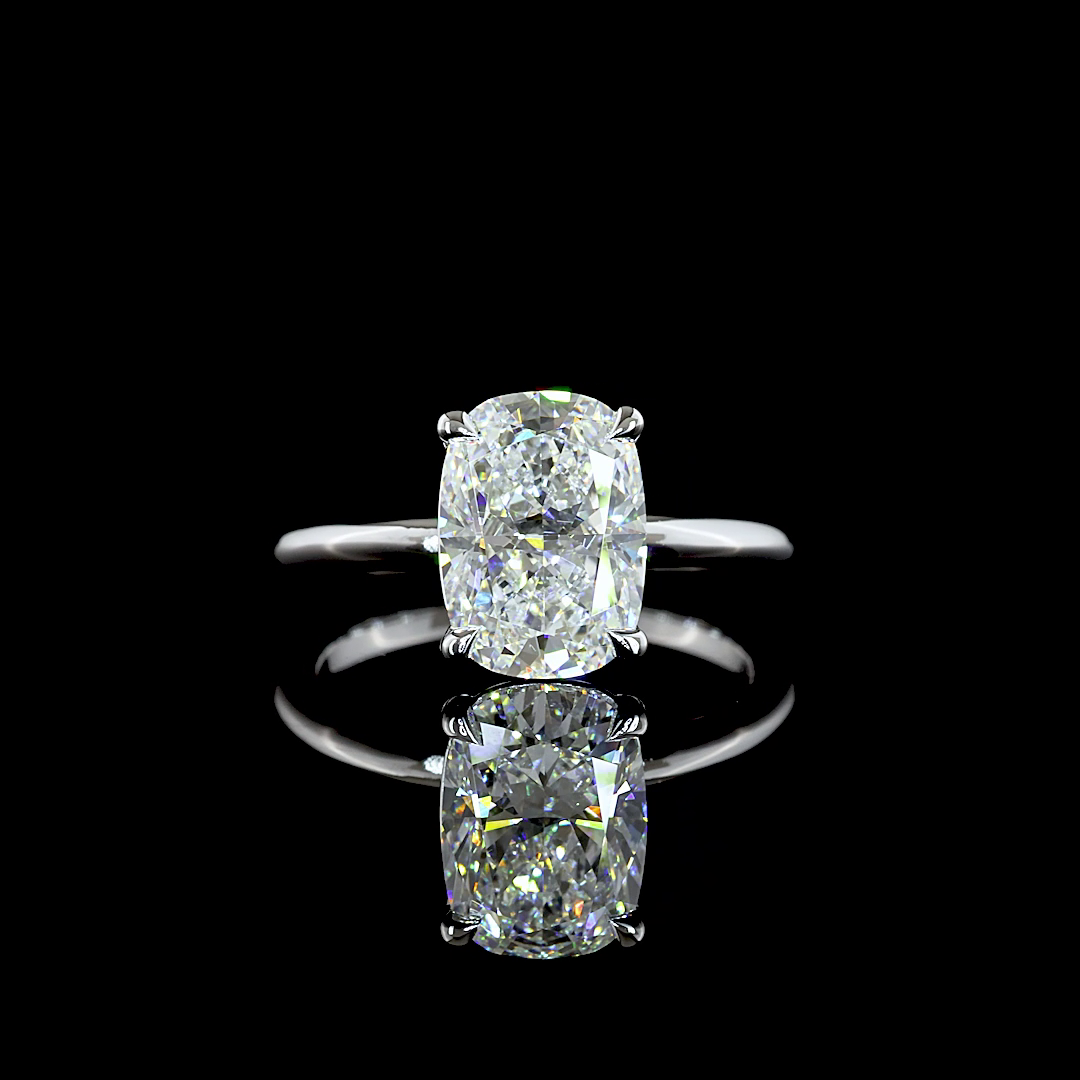 3.10 CT Cushion Brilliant Lab Grown Diamond Solitaire Ring Sz. 7 (E Color and VVS2 Clarity)