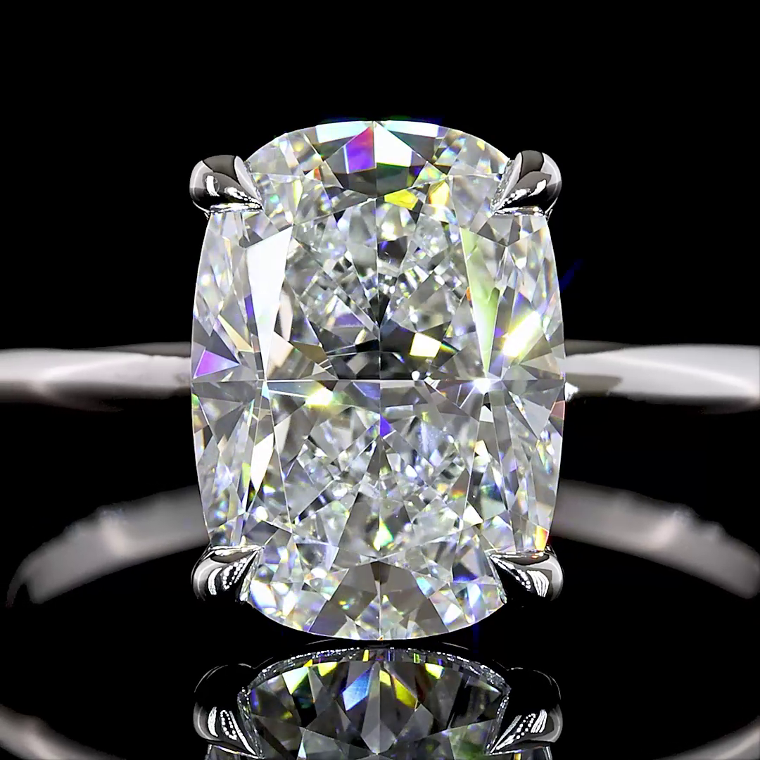 3.10 CT Cushion Brilliant Lab Grown Diamond Solitaire Ring Sz. 7 (E Color and VVS2 Clarity)