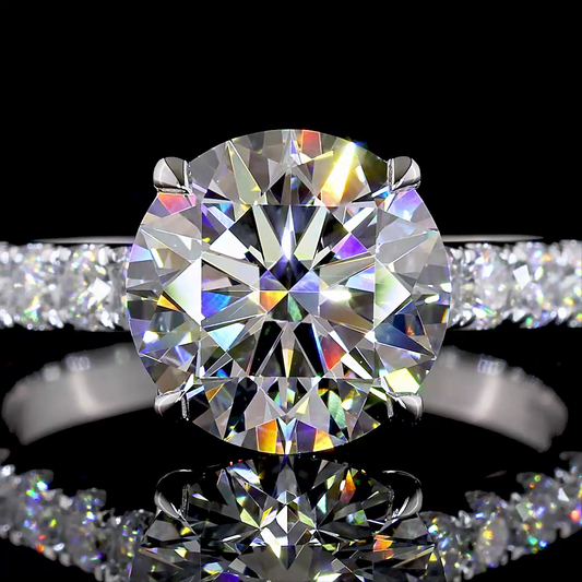 3.92 CTTW Round Lab Grown Diamond Solitaire Diamond Shank Ring Sz. 7 (F Color and VS1 Clarity)