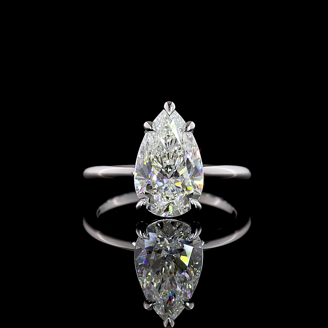 3.14 CT Pear Lab Grown Diamond Solitaire Ring Sz. 7 (E Color and VS1 Clarity)