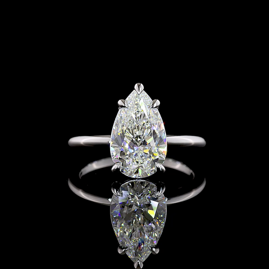 3.14 CT Pear Lab Grown Diamond Solitaire Ring Sz. 7 (E Color and VS1 Clarity)