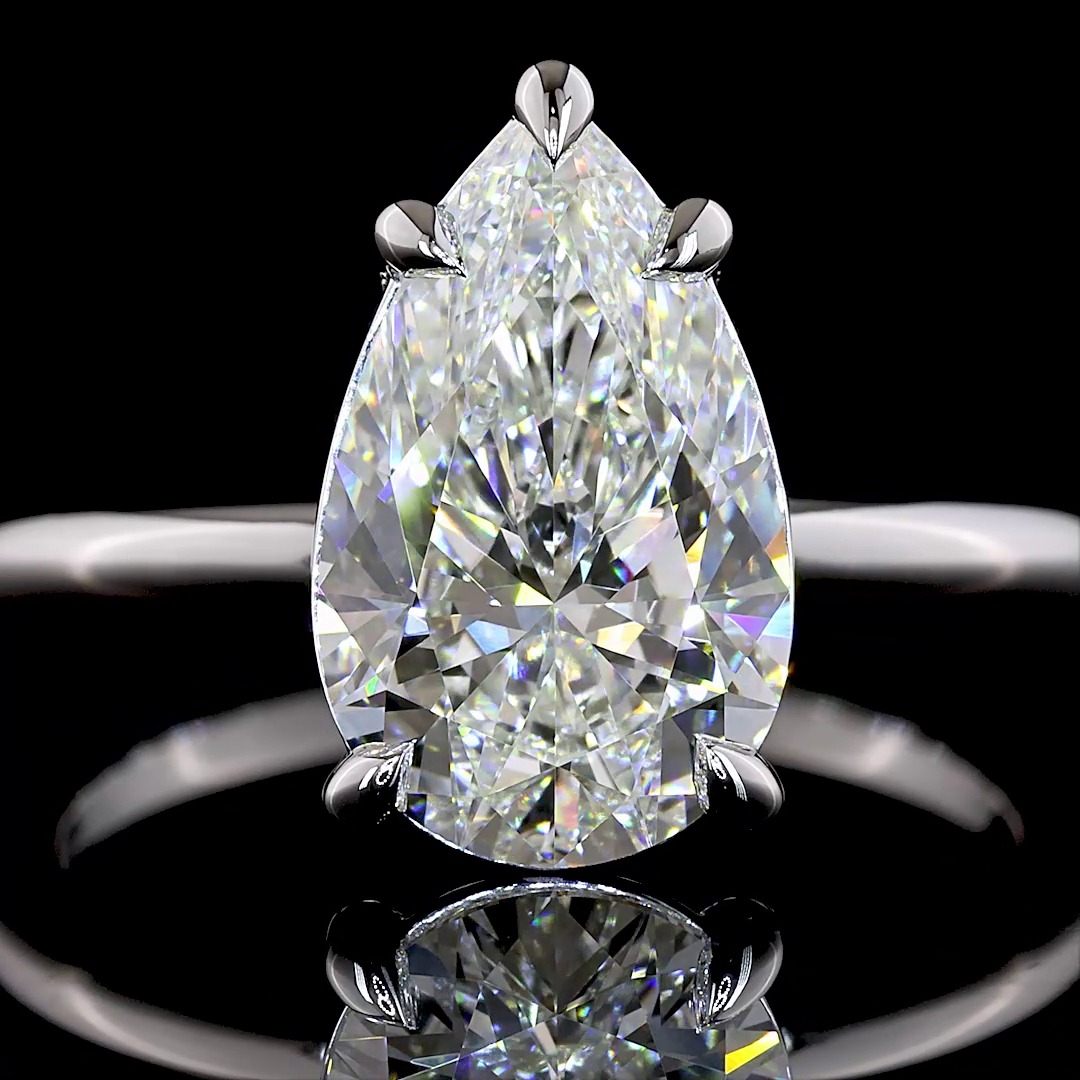 3.14 CT Pear Lab Grown Diamond Solitaire Ring Sz. 7 (E Color and VS1 Clarity)