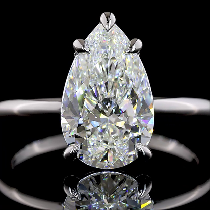 3.14 CT Pear Lab Grown Diamond Solitaire Ring Sz. 7 (E Color and VS1 Clarity)