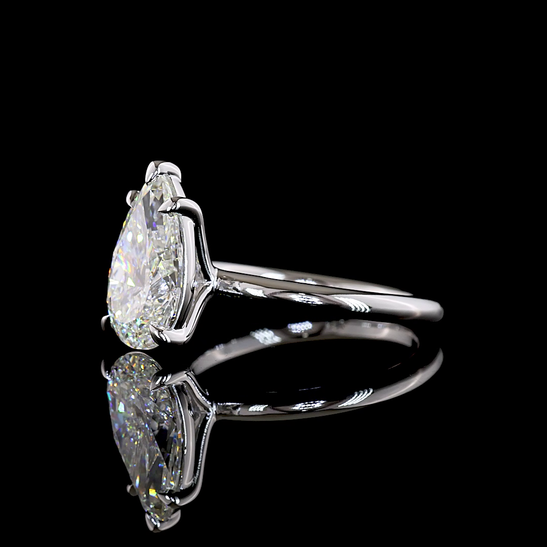 3.14 CT Pear Lab Grown Diamond Solitaire Ring Sz. 7 (E Color and VS1 Clarity)