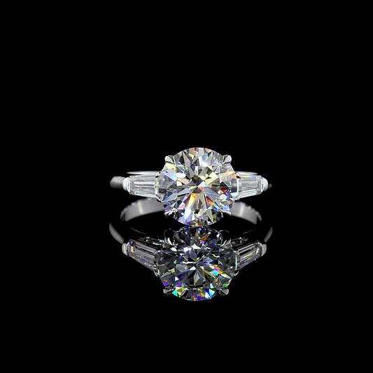 3.63 CTTW Round Lab Grown Diamond 3 Stones Ring Sz. 7 (E Color and VS1 Clarity)