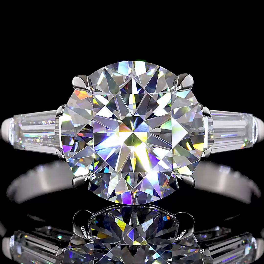 3.63 CTTW Round Lab Grown Diamond 3 Stones Ring Sz. 7 (E Color and VS1 Clarity)