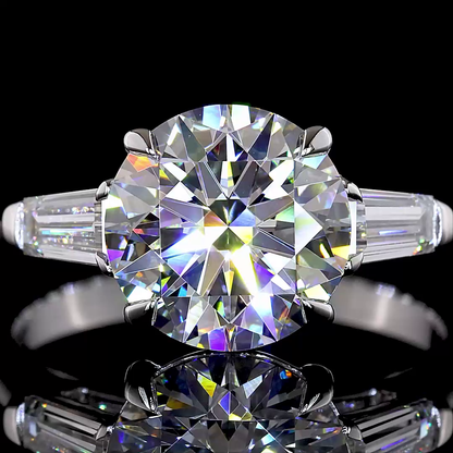 3.63 CTTW Round Lab Grown Diamond 3 Stones Ring Sz. 7 (E Color and VS1 Clarity)