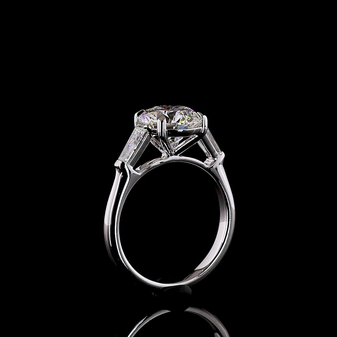 3.63 CTTW Round Lab Grown Diamond 3 Stones Ring Sz. 7 (E Color and VS1 Clarity)