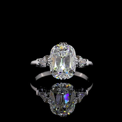 3.36 CTTW Antique Cushion Lab Grown Diamond Hidden Halo Ring Sz. 6 (F Color and VS1 Clarity)