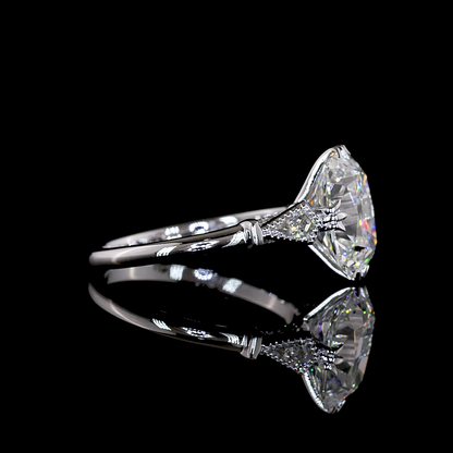 3.36 CTTW Antique Cushion Lab Grown Diamond Hidden Halo Ring Sz. 6 (F Color and VS1 Clarity)