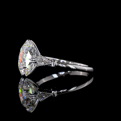 3.36 CTTW Antique Cushion Lab Grown Diamond Hidden Halo Ring Sz. 6 (F Color and VS1 Clarity)