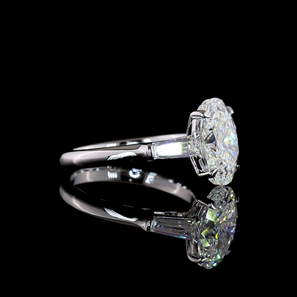 3.55 CTTW Oval Lab Grown Diamond 3 Stones Ring Sz. 7 (F Color and VS1 Clarity)
