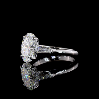 3.55 CTTW Oval Lab Grown Diamond 3 Stones Ring Sz. 7 (F Color and VS1 Clarity)
