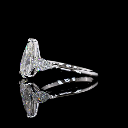 3.85 CTTW Pear Lab Grown Diamond 3 Stones Ring Sz. 7 (F Color and VS1 Clarity)