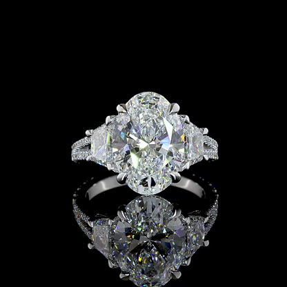 6.69 CTTW Oval Lab Grown Diamond Split Shank Ring Sz. 6.5 (F Color and VS1 Clarity)