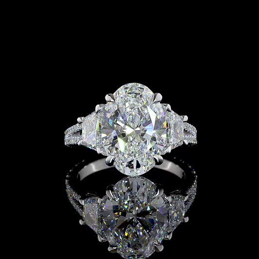 6.69 CTTW Oval Lab Grown Diamond Split Shank Ring Sz. 6.5 (F Color and VS1 Clarity)