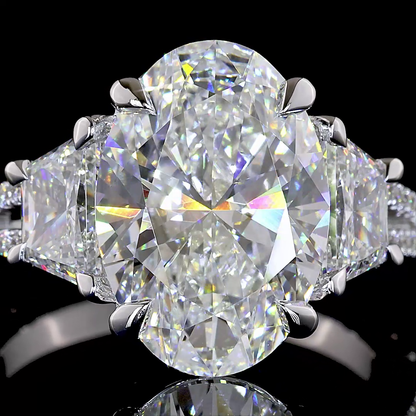 6.69 CTTW Oval Lab Grown Diamond Split Shank Ring Sz. 6.5 (F Color and VS1 Clarity)