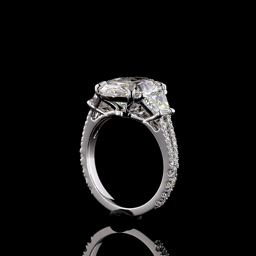 6.69 CTTW Oval Lab Grown Diamond Split Shank Ring Sz. 6.5 (F Color and VS1 Clarity)