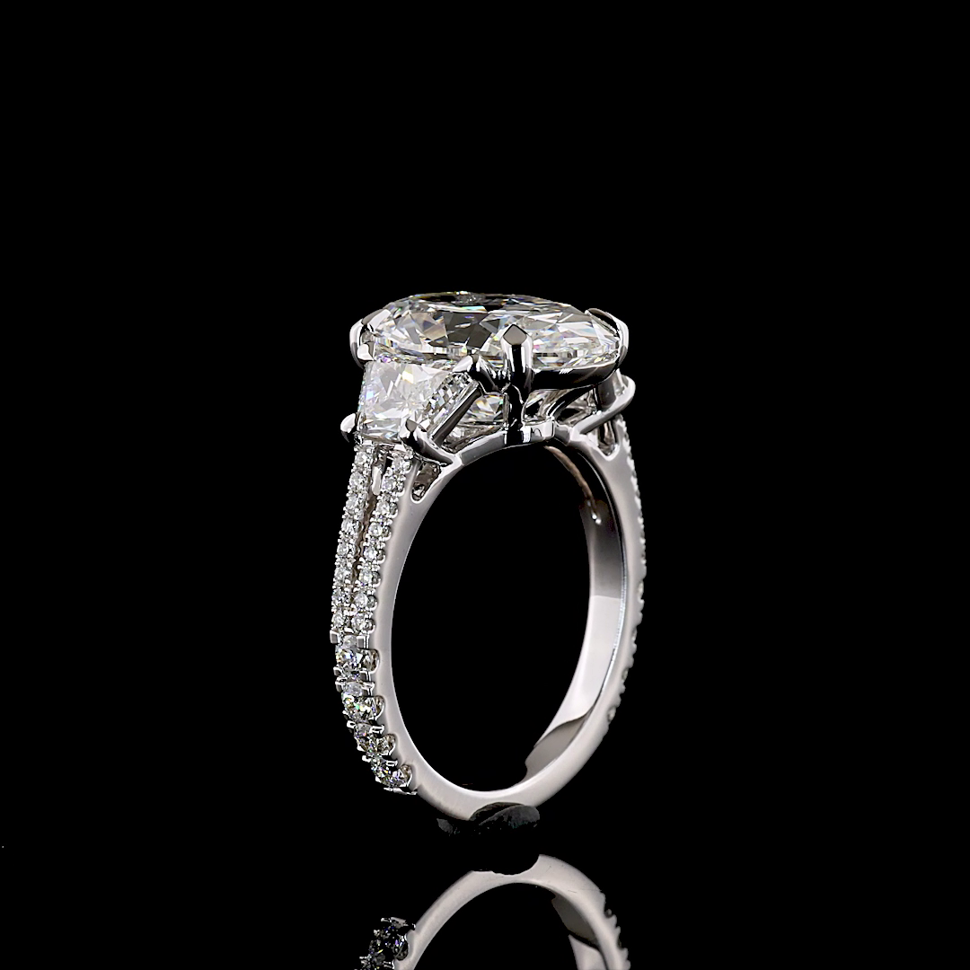 6.69 CTTW Oval Lab Grown Diamond Split Shank Ring Sz. 6.5 (F Color and VS1 Clarity)
