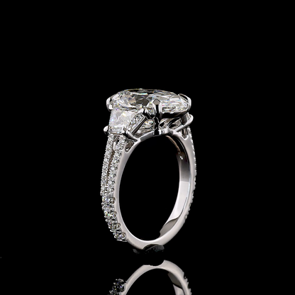 6.69 CTTW Oval Lab Grown Diamond Split Shank Ring Sz. 6.5 (F Color and VS1 Clarity)