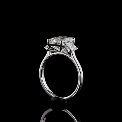 4.12 CTTW Emerald Lab Grown Diamond 3 Stones Ring Sz. 7 (E Color and VS1 Clarity)
