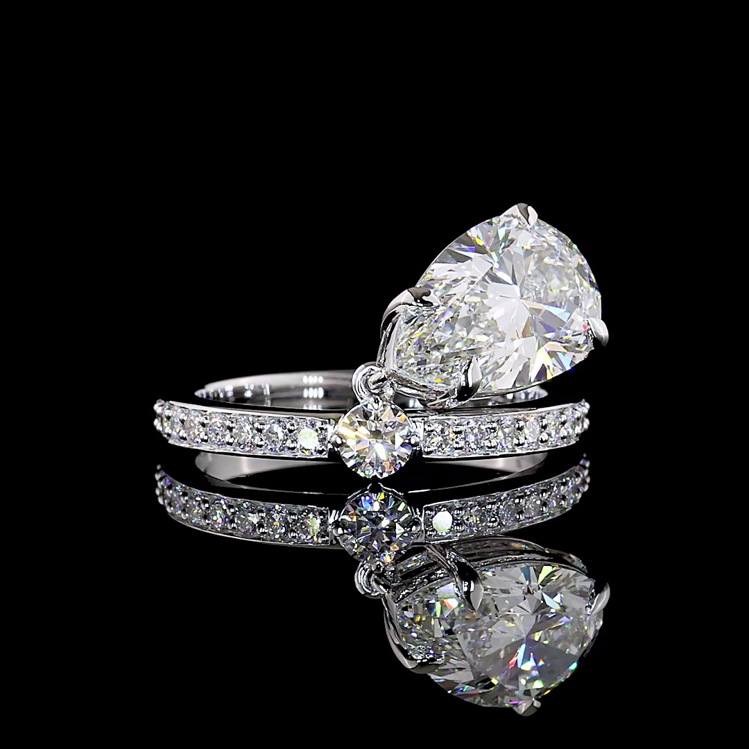 3.61 CTTW Pear Lab Grown Diamond Special Ring Sz. 6.5 (F Color and VS2 Clarity)