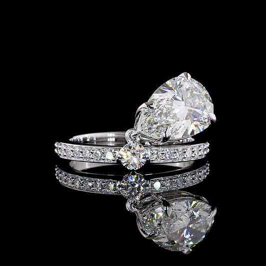 3.61 CTTW Pear Lab Grown Diamond Special Ring Sz. 6.5 (F Color and VS2 Clarity)