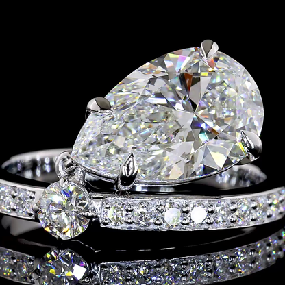 3.61 CTTW Pear Lab Grown Diamond Special Ring Sz. 6.5 (F Color and VS2 Clarity)