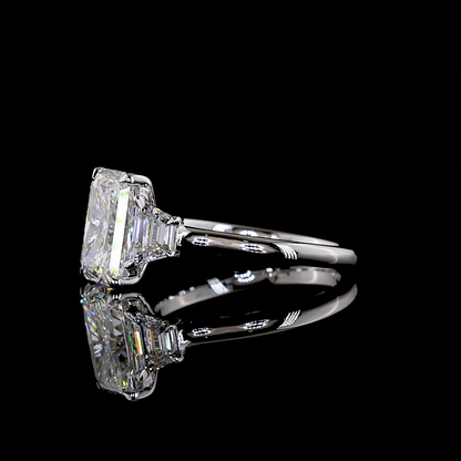 3.85 CTTW Radiant Lab Grown Diamond 3 Stones Ring Sz. 7 (E Color and VS1 Clarity)